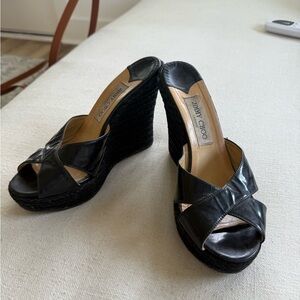 Jimmy Choo Black Wedge Heels luxury sandal